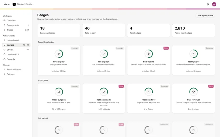 Achievement badges template for SaaS apps