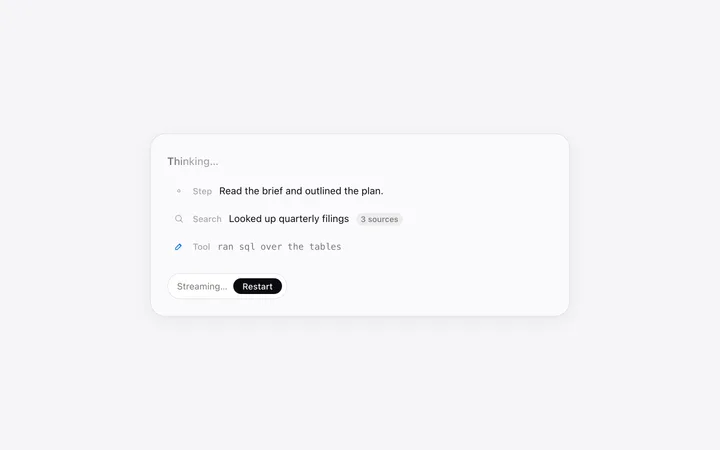 AI thinking and typing indicator in HTML