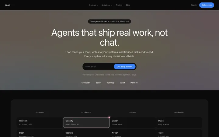 AI agent landing page template for SaaS