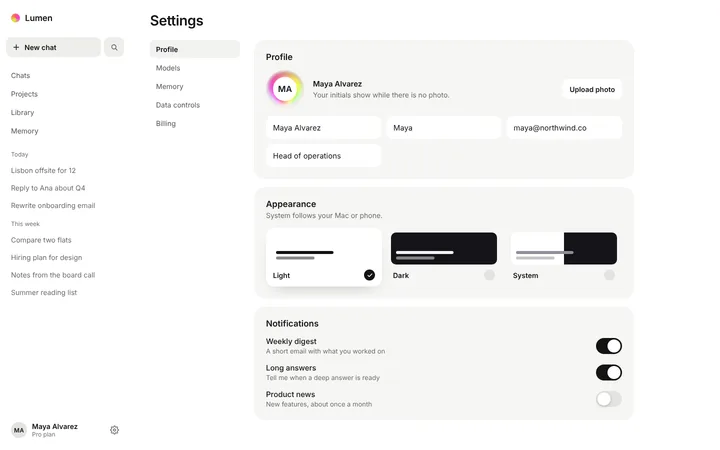 SaaS profile settings page template