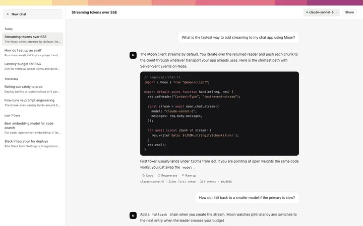 AI chat interface template for SaaS apps