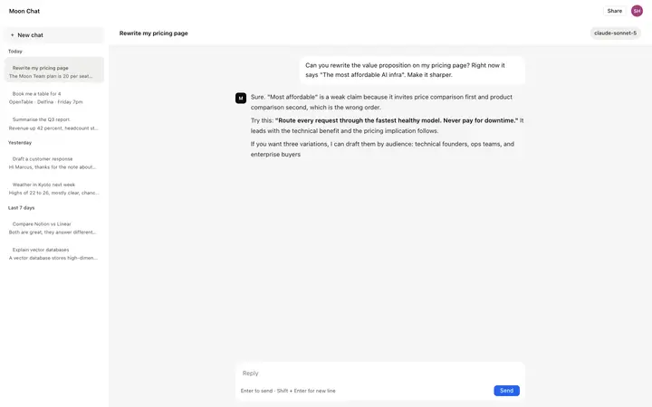AI chatbot UI for vibe coding