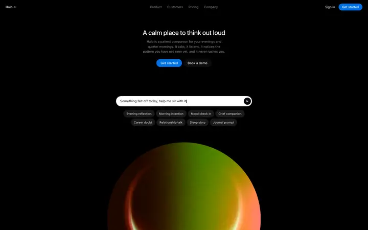 AI companion landing page template for wellness apps