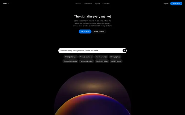 AI market intelligence landing page template for SaaS