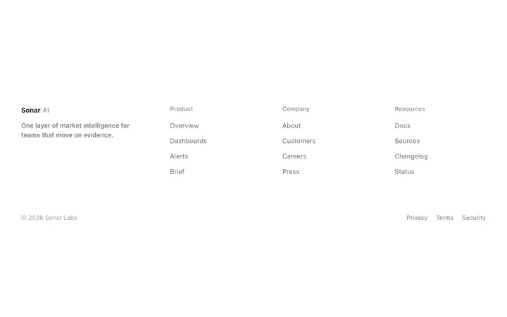 AI product footer template for SaaS websites