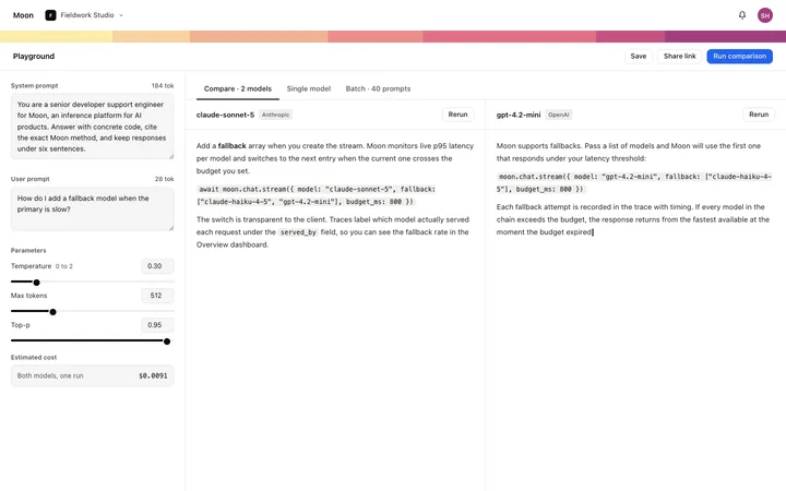 AI prompt playground dashboard template for SaaS
