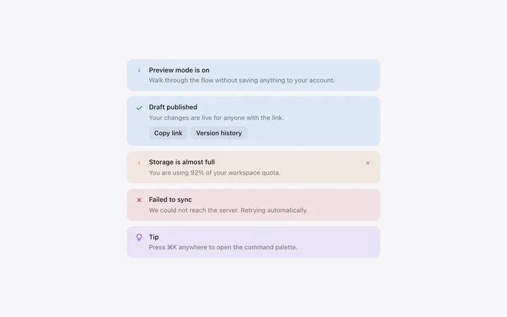 Alert banner and callout template in HTML