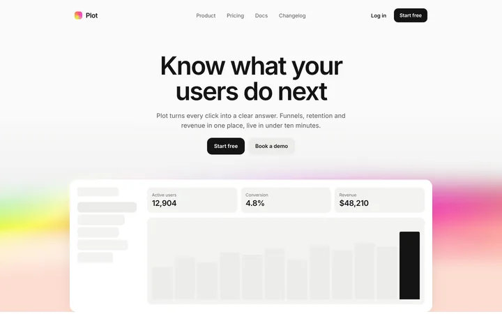 Analytics SaaS hero section with dashboard preview