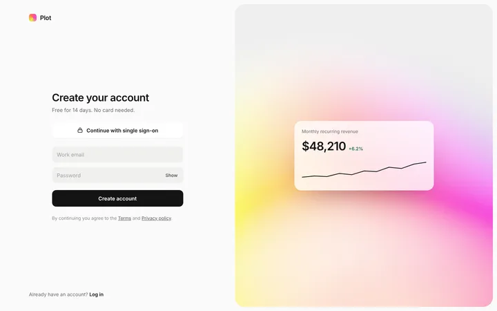 SaaS sign up page template with product preview