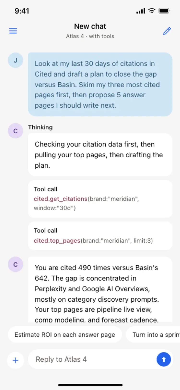 AI assistant chat screen