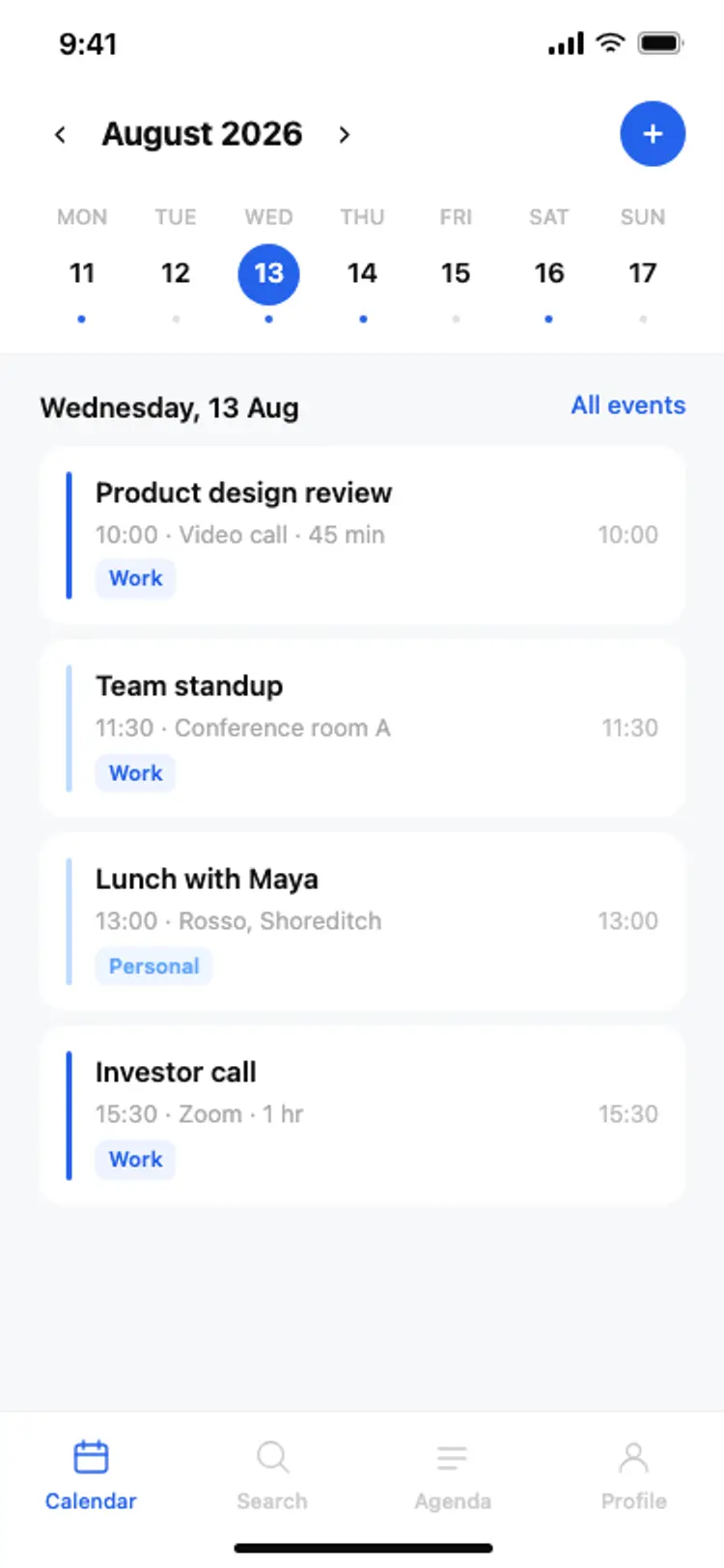 Calendar home screen