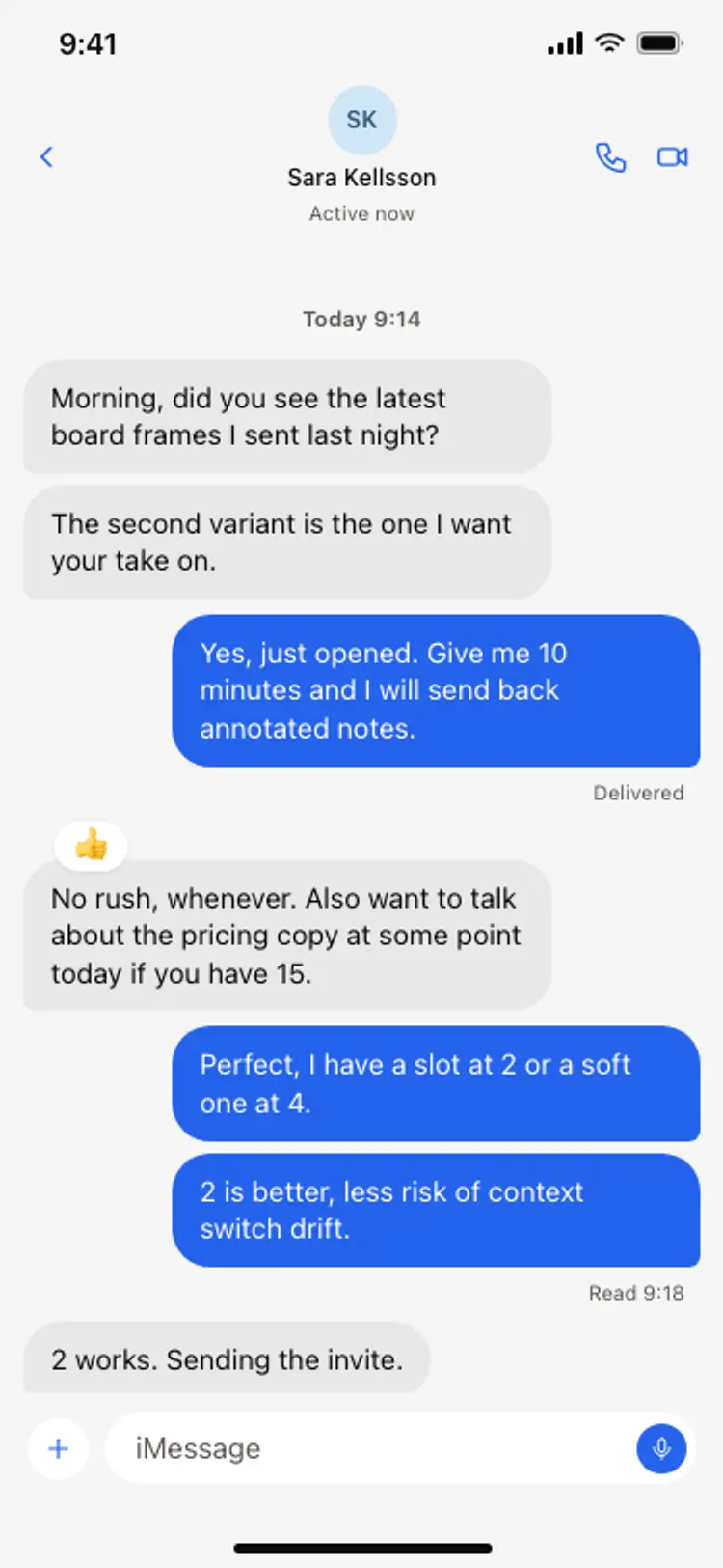 Chat message thread