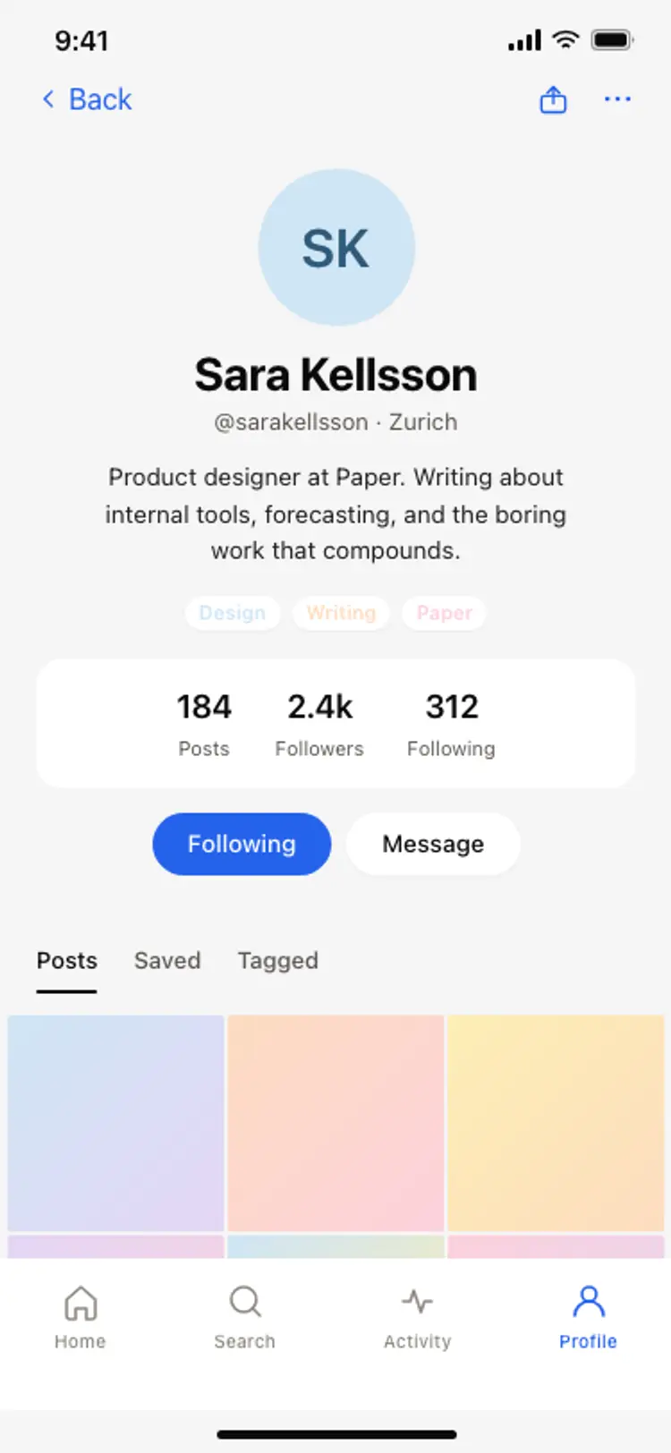 Creator profile screen