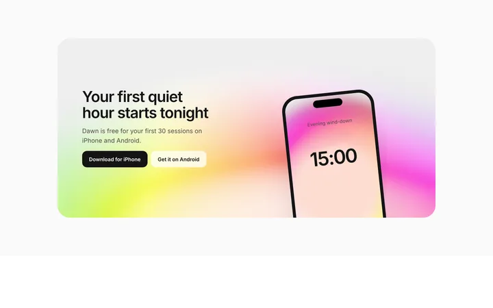 CTA section for SaaS app downloads with phone