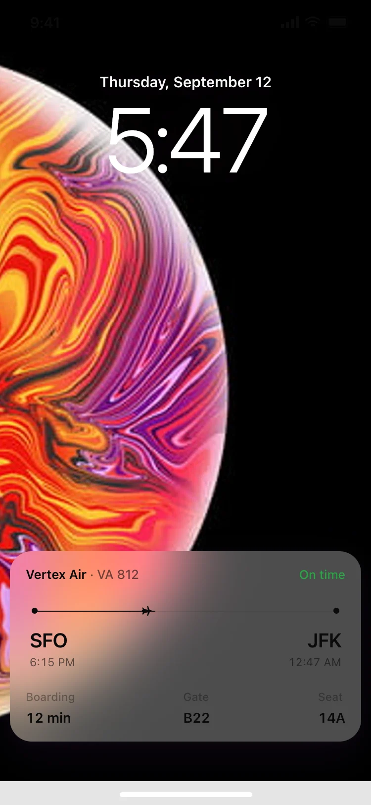 Flight status live activity