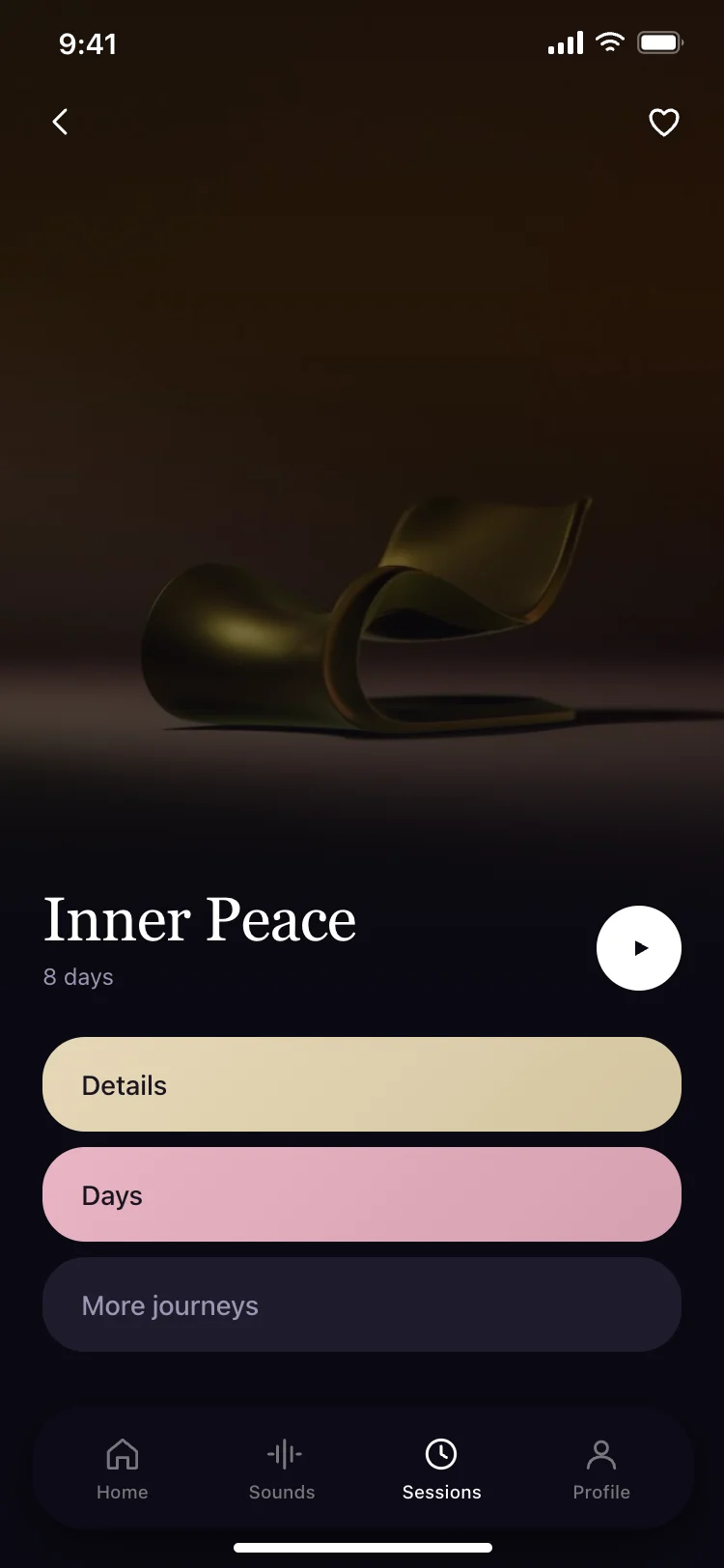 Meditation app session detail screen