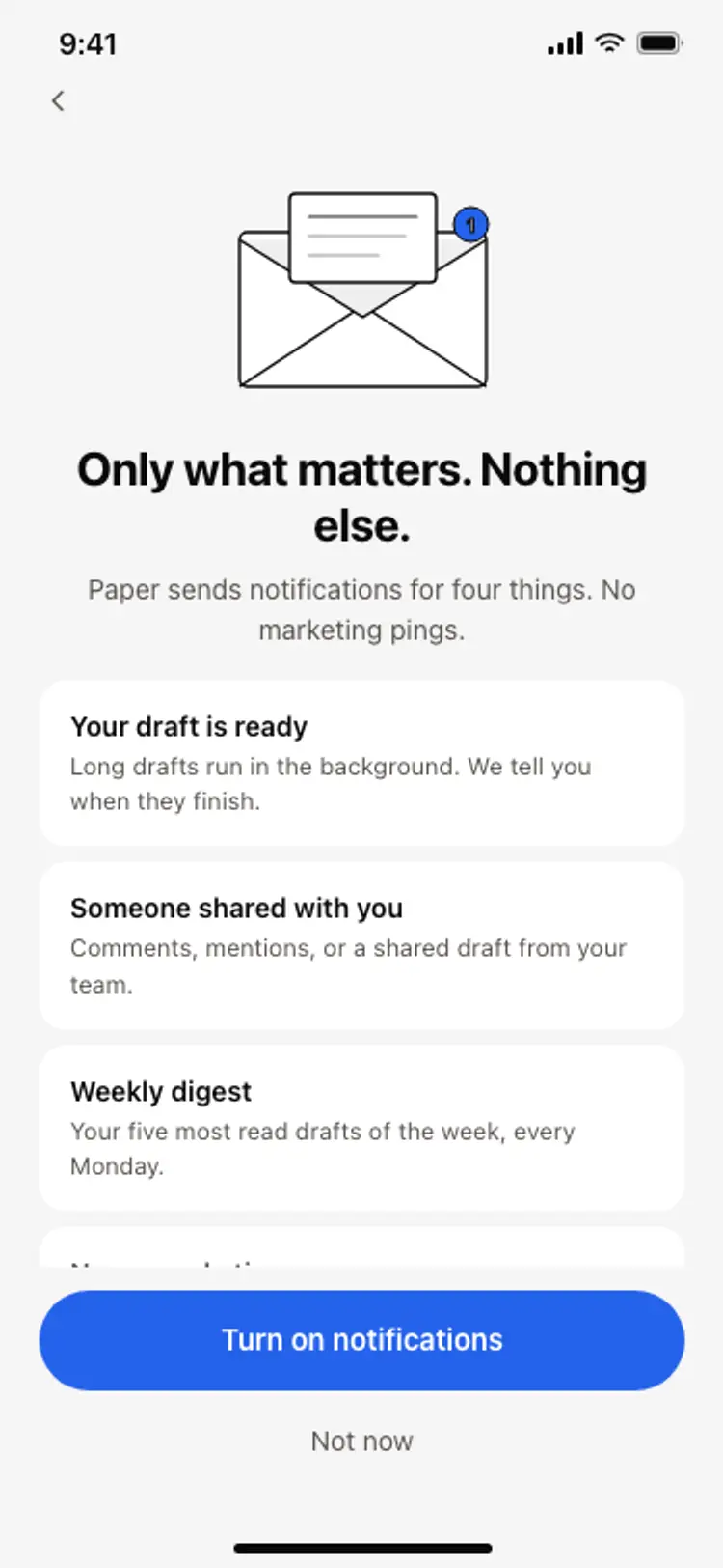 Notification preferences screen