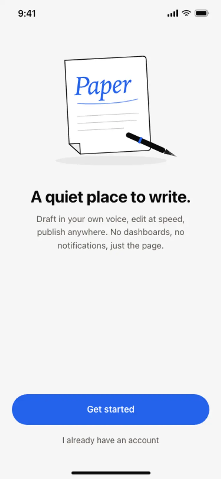 App onboarding welcome screen