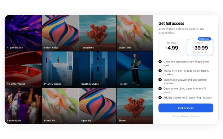 Paywall template for SaaS subscription apps