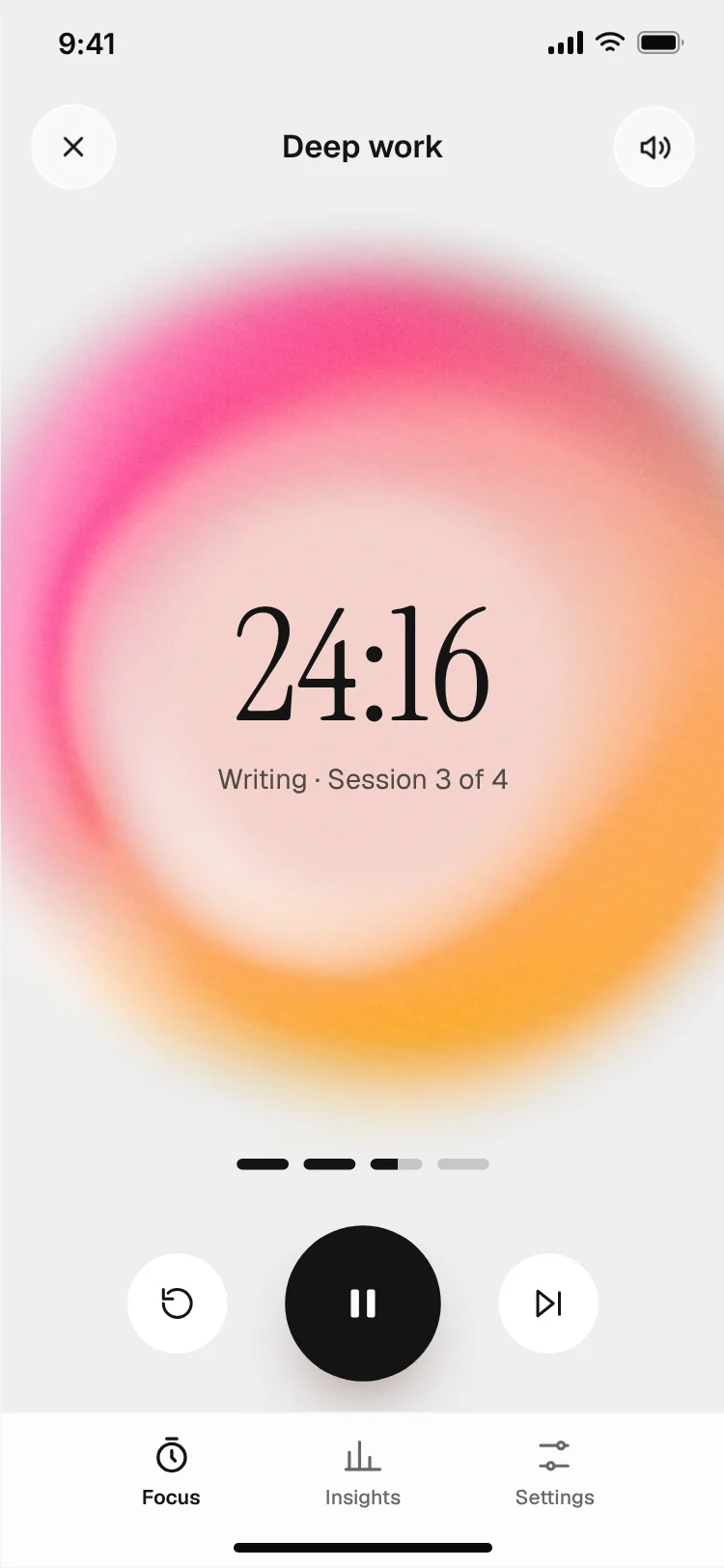 Pomodoro timer app screen
