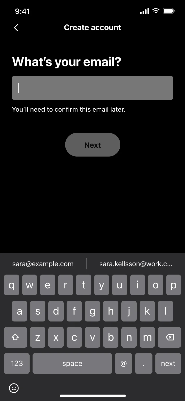 Email sign-in