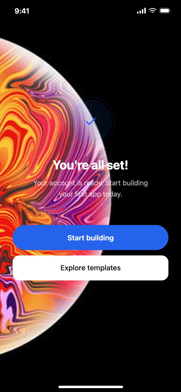 Success and completion screen