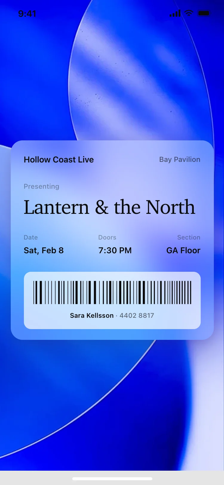 Event ticket wallet card