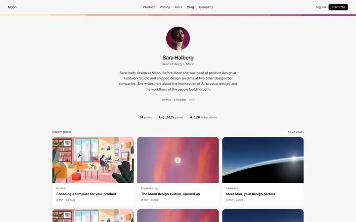 Author page template for SaaS blogs