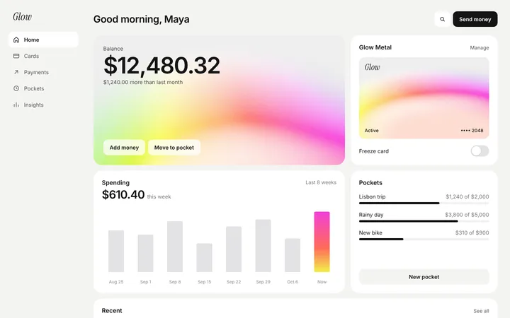 Fintech SaaS banking app dashboard template