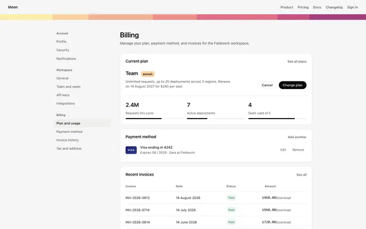 Billing settings page template for SaaS