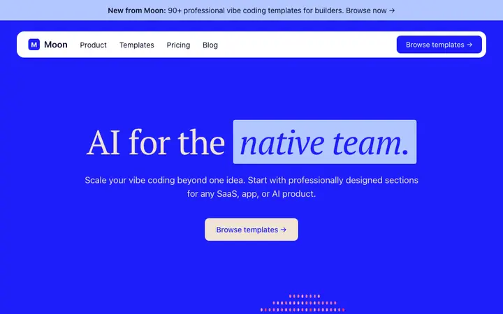 Bold hero template for AI developer tools