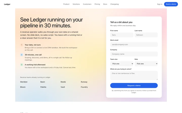 Book a demo page template for SaaS