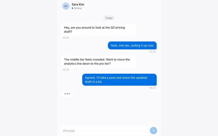 Chat UI template in HTML and CSS
