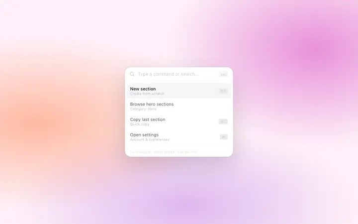 Command palette template for SaaS web apps