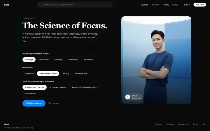 Course onboarding template for LMS apps