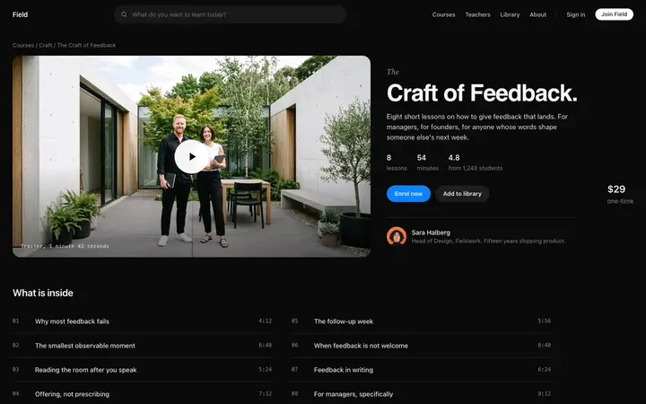 Course sales page template for creators