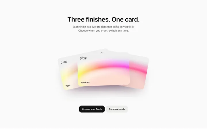 Fintech SaaS credit card showcase section