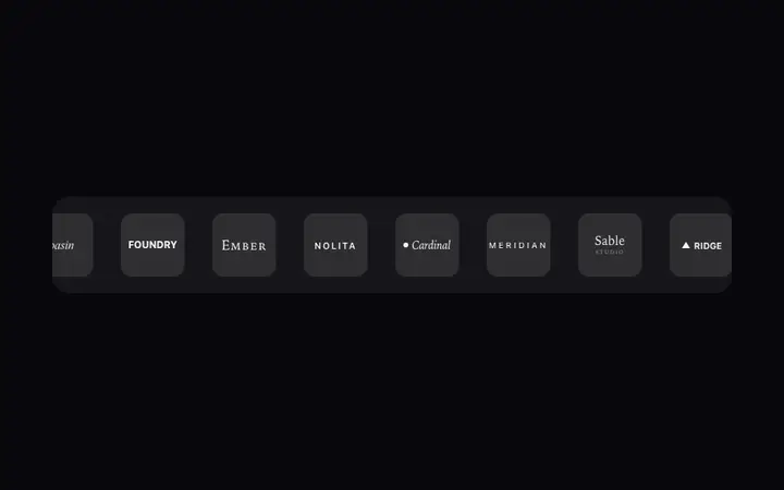 Dark logo marquee template for SaaS landing pages