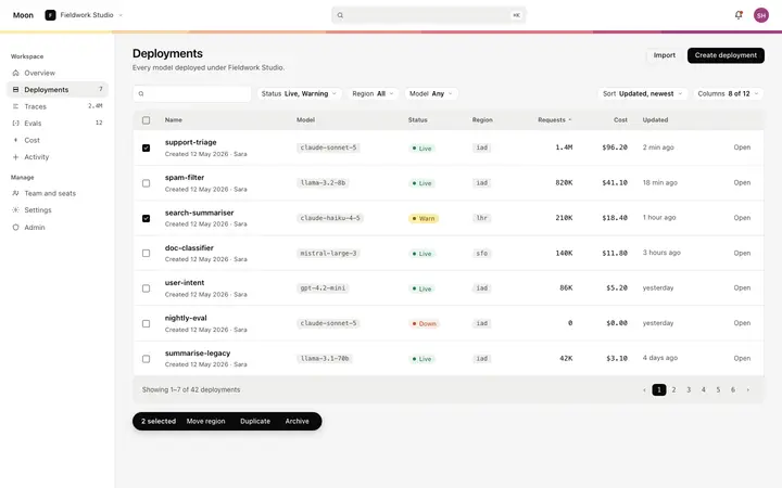 Data table template for SaaS dashboards