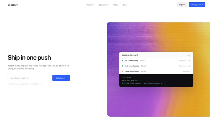 Deployment platform SaaS landing page template