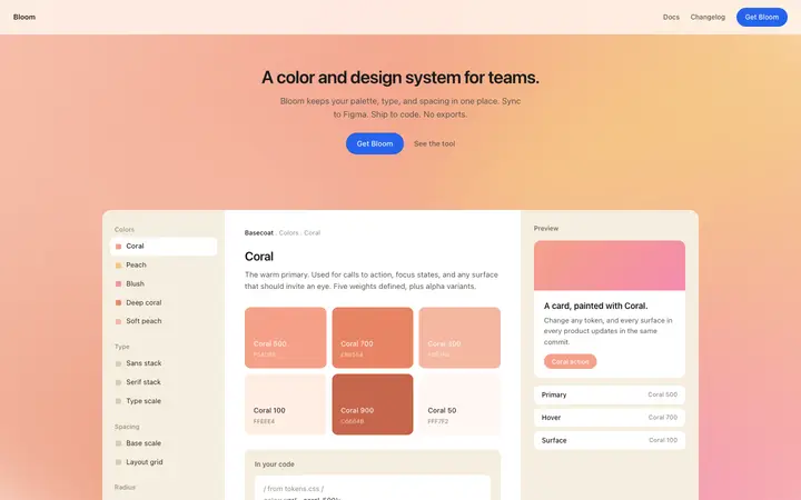 Design system landing page template for SaaS