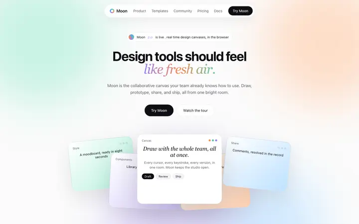 SaaS landing page template for design tools