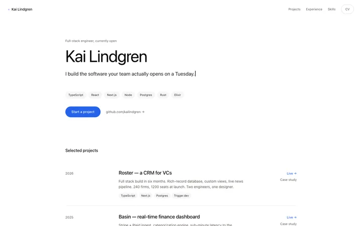 Developer portfolio website template in HTML