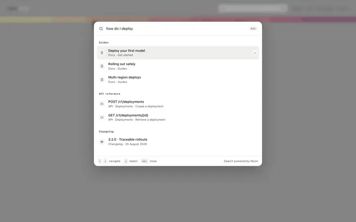 Documentation search template for SaaS