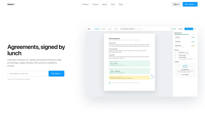 E-signature SaaS landing page template