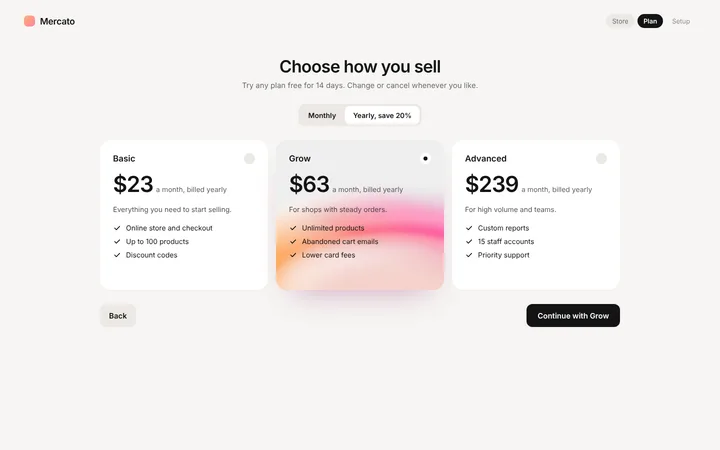 Ecommerce SaaS pricing plan page template