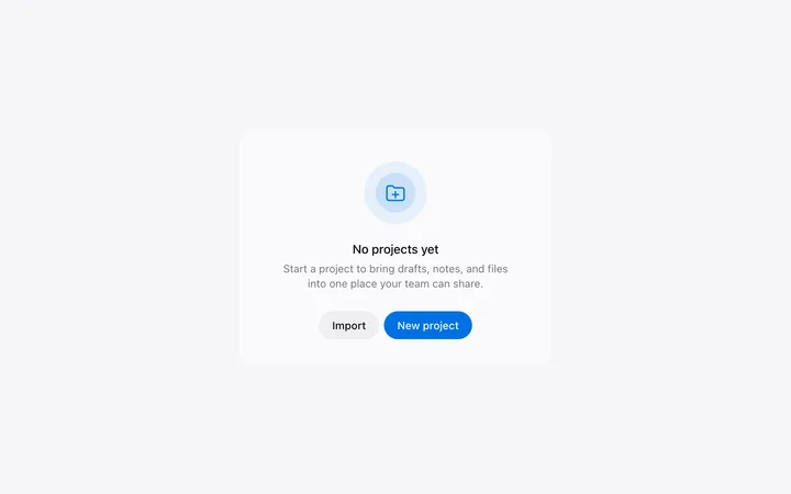Empty state UI component in HTML