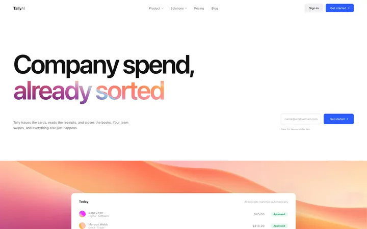 Expense management SaaS landing page template