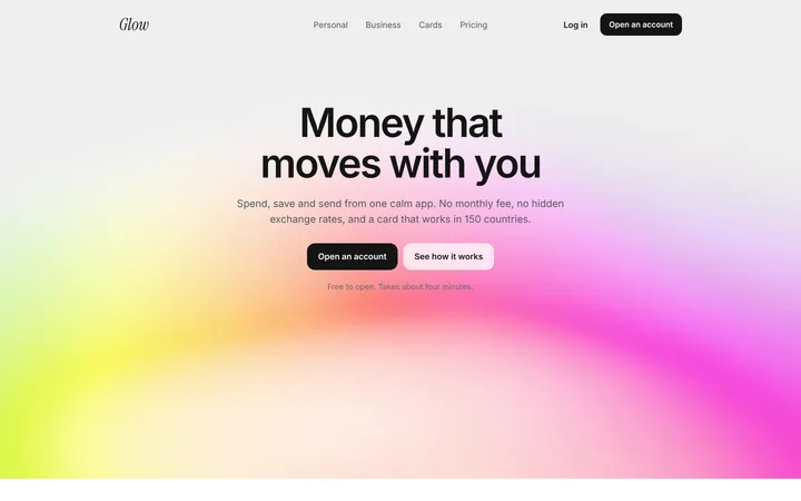 Fintech hero section for SaaS with animated gradient