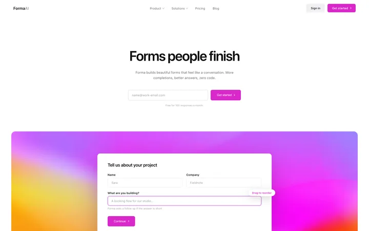 Form builder SaaS landing page template